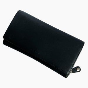 Coach Wallet Long Zip Around Trifold Snap Black Leather Vintage